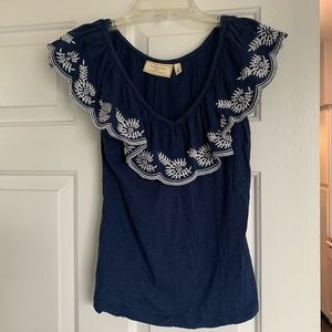anthropologie - NEVER WORN blue & white top